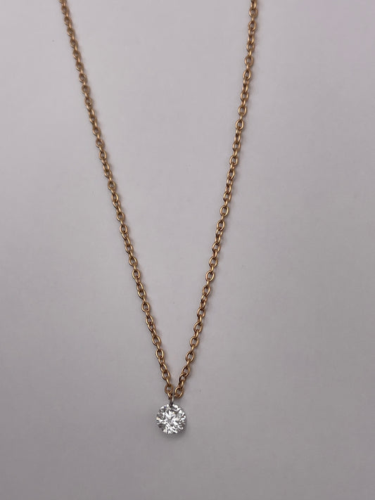 18K Floating Diamond Necklace Rose Gold