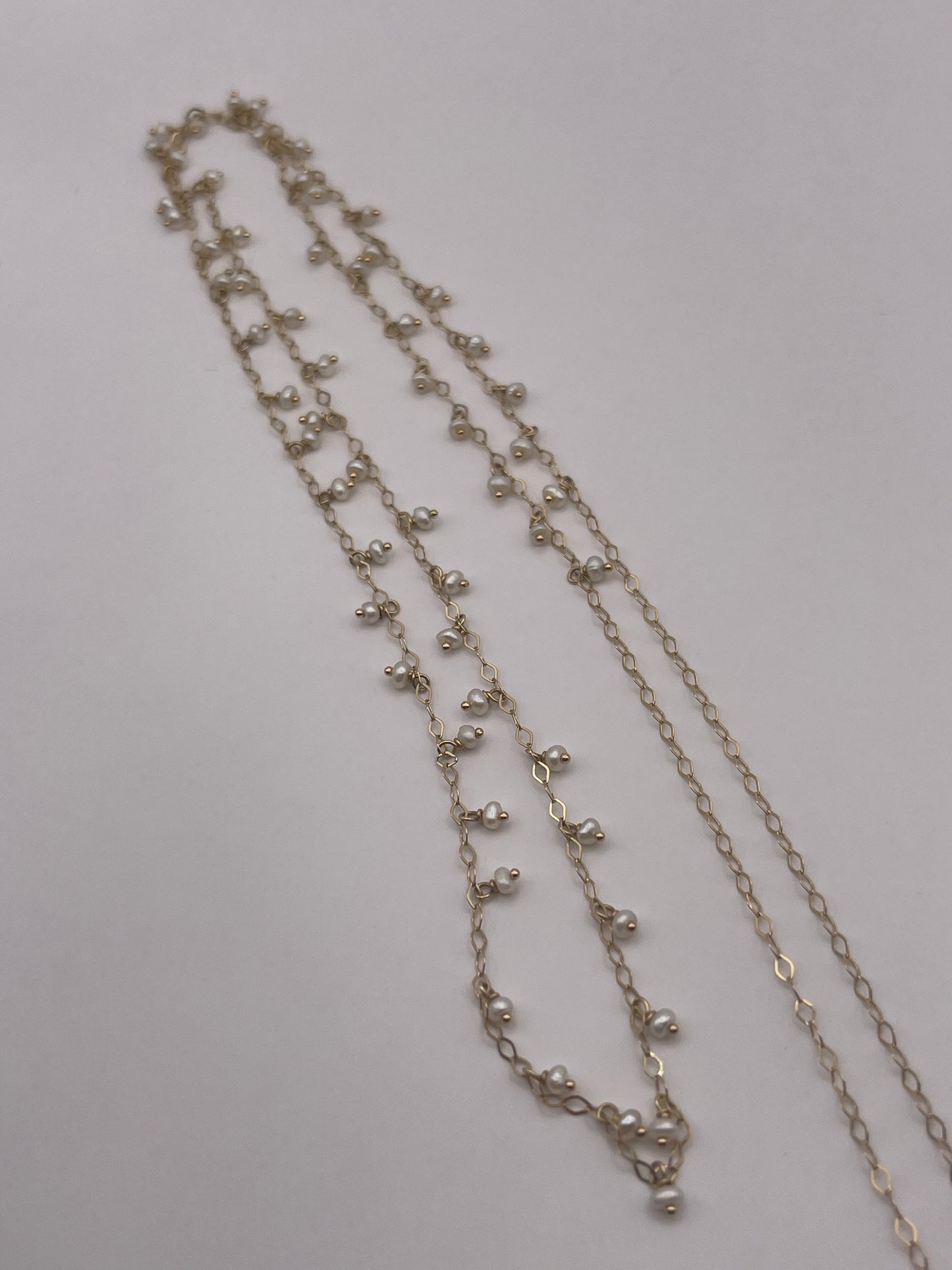 10K Yellow Gold Pearl Long Necklace